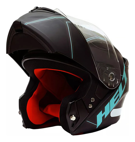 Capacete Helt Hippo Glass Escamoteável Sci-Fi - Preto/Azul