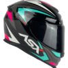 Capacete ASX Eagle Fechado + Viseira Fumê Street - Preto Brilhoso/Tiffany/Rosa
