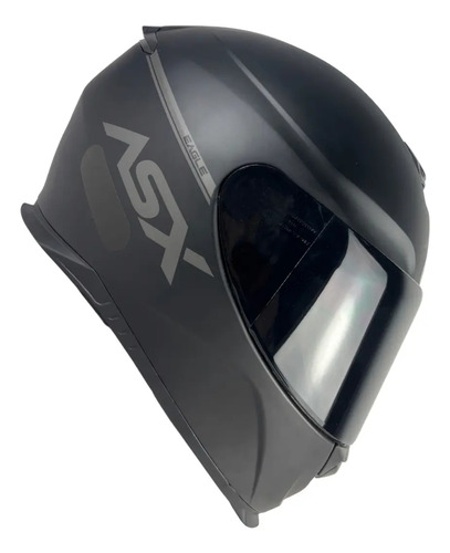 Capacete ASX Eagle Fechado + Viseira Fumê Solid - Preto Fosco/Cinza