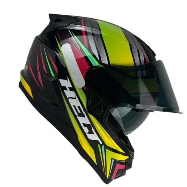 Capacete Helt Tracker Glass Fechado + Viseira Extra Stx - Amarelo/Verde + Fumê