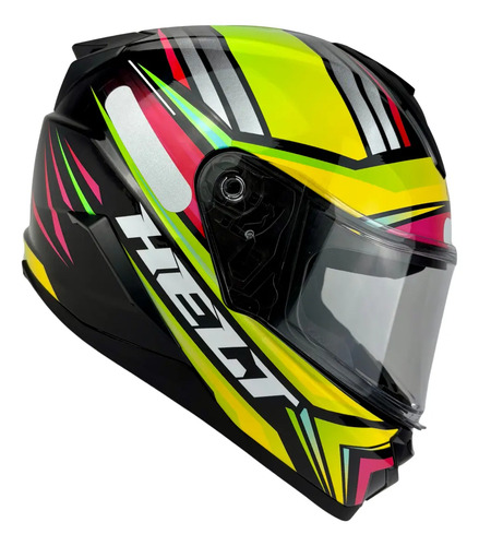 Capacete Helt Tracker Glass Fechado Stx - Amarelo/Verde