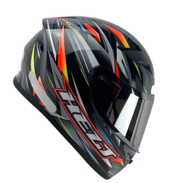 Capacete Helt Polar Fechado + Viseira Extra Race Spikes + Viseira Espelhada (Prata)