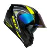 Capacete Helt Tracker Glass Fechado + Viseira Extra Quantum - Cinza/Verde + Camaleão