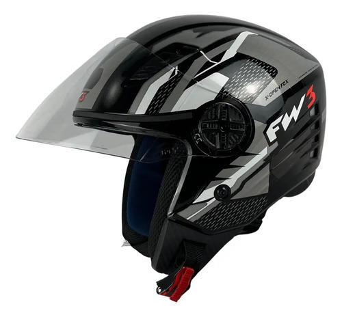 Capacete FW3 X-Open Up Fox Aberto Grafite