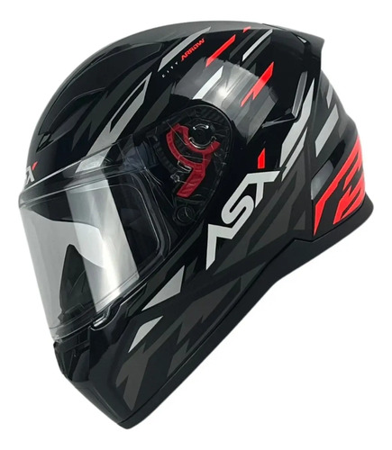 Capacete ASX City Fechado Arrow - Preto Brilhoso/Grafite/Vermelho Capacete ASX City Fechado Arrow - Preto Brilhoso/Grafite/Vermelho