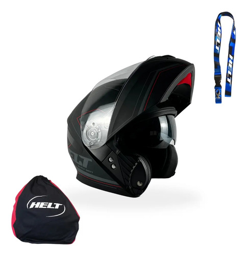 Capacete Helt Hippo Glass Escamoteável Black Matt - Preto/Cinza