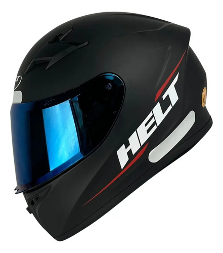 Capacete Helt Polar Fechado + Viseira Extra Preto Fosco + Viseira Azul Iridium