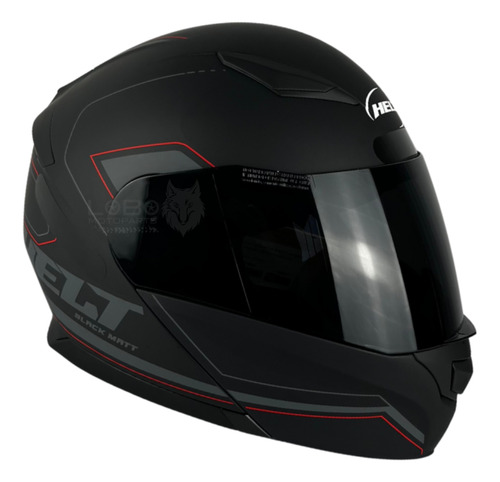 Capacete Helt Hippo Glass Escamoteável + Viseira Extra Black Matt - Preto/Cinza + Viseira Fumê