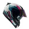 Capacete Helt Tracker Glass Fechado + Viseira Extra Shild - Branco/Rosa/Azul Tiffany + Camaleão