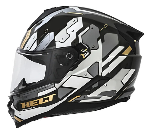 Capacete Helt Tracker Glass Fechado H15 - Branco/Cinza