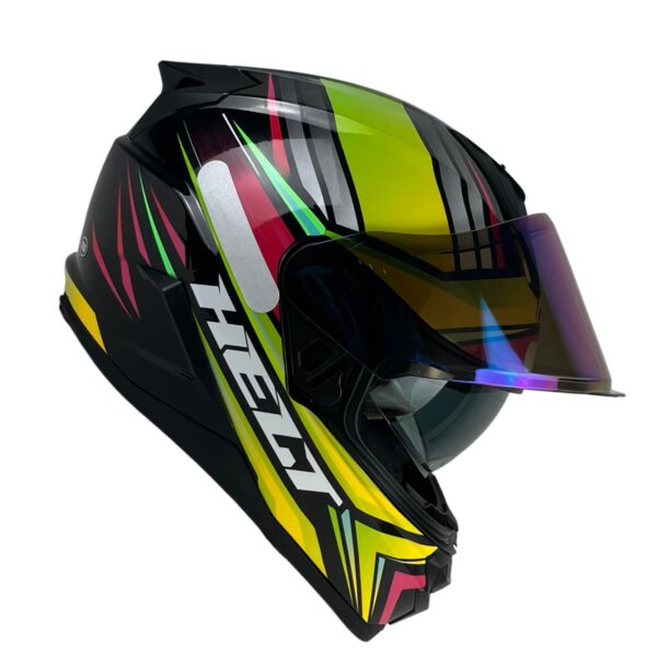 Capacete Helt Tracker Glass Fechado + Viseira Extra Stx - Amarelo/Verde + Camaleão