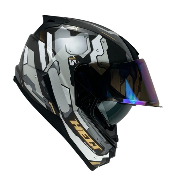 Capacete Helt Tracker Glass Fechado + Viseira Extra H15 - Branco/Cinza + Camaleão