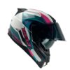 Capacete Helt Tracker Glass Fechado + Viseira Extra Shild - Branco/Rosa/Azul Tiffany + Fumê