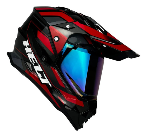 Capacete Helt Cross Vision Glass + Viseira Extra Flux c/viseira camaleão