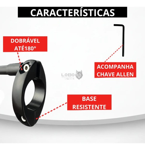 Antena Metálica corta Pipa Retrátil 7 estágios (Guidão)