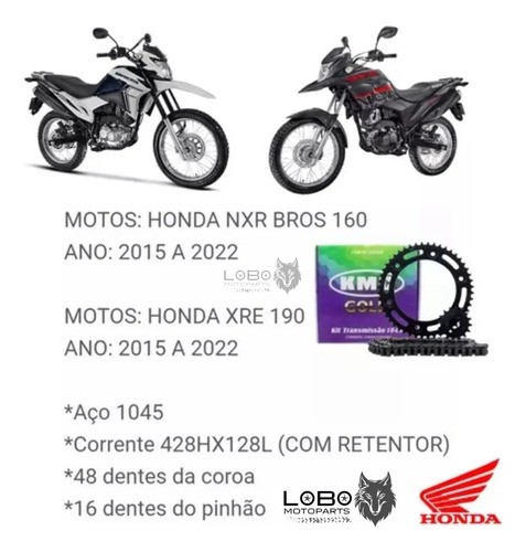 D_771863-MLB79977598054_102024-O.jpg KIT RELAÇÃO NXR160/XRE190 15/19 48/16/428HX128 C/RET KMC GOLD