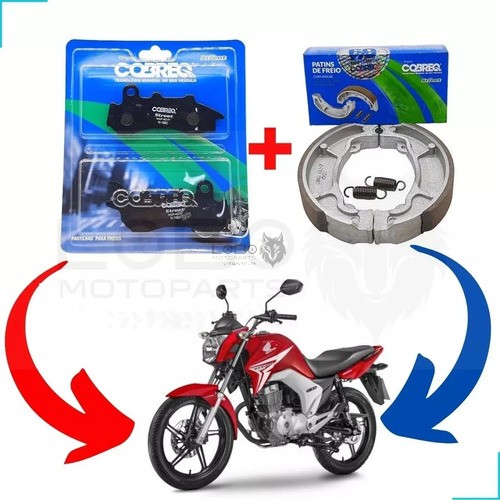 D_858526-MLB83070884536_032025-O.jpg Kit Pastilha Dianteira + Lona de Freio Traseira Titan Fan Cargo 160CBS - Cobreq