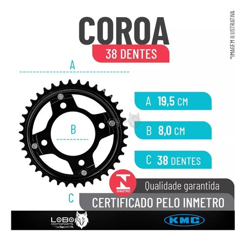 KIT RELAÇÃO CB300F 23/24 38/14/520HX110 C/RET KMC GOLD