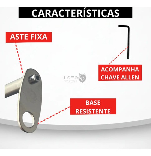 Antena Metálica corta Pipa Retrátil 7 estágios (Retrovisor)
