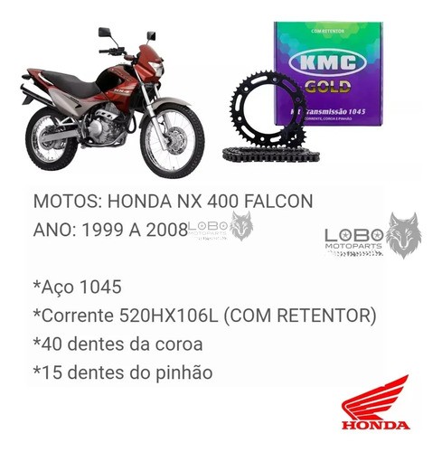 KIT RELAÇÃO NX400 40/15/520HX106 C/RET KMC GOLD