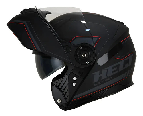 Capacete Helt Hippo Glass Escamoteável Black Matt - Preto/Cinza