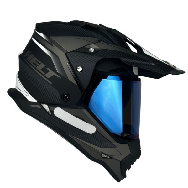 Capacete Helt Cross Vision Glass + Viseira Extra Titanium c/viseira Iridium