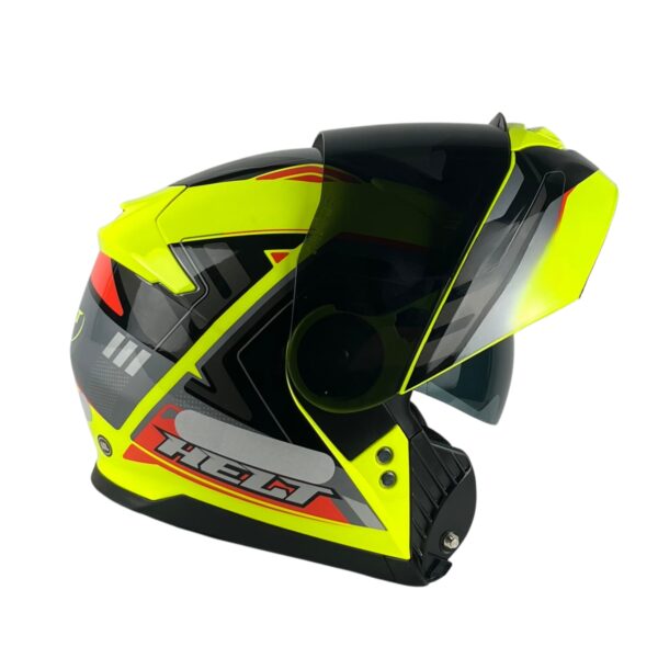 Capacete Helt Hippo Glass Escamoteável + Viseira Extra Viken - Amarelo/Preto + Viseira Fumê Capacete Helt Hippo Glass Escamoteável + Viseira Extra Viken - Amarelo/Preto + Viseira Fumê