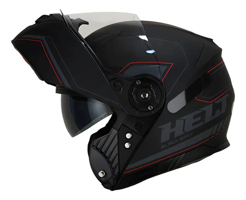 Capacete Helt Hippo Glass Escamoteável Black Matt - Preto/Cinza