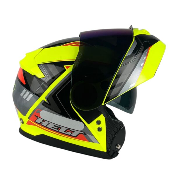 Capacete Helt Hippo Glass Escamoteável + Viseira Extra Viken - Amarelo/Preto + Viseira Camaleão Capacete Helt Hippo Glass Escamoteável + Viseira Extra Viken - Amarelo/Preto + Viseira Camaleão