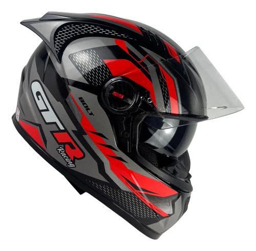 Capacete FW3 GT Racing Fechado Bolt - Grafite / Vermelho Capacete FW3 GT Racing Fechado Bolt - Grafite / Vermelho