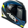 Capacete ASX Eagle Fechado + Viseira Fumê Street - Preto Brilhoso/Azul/Amarelo