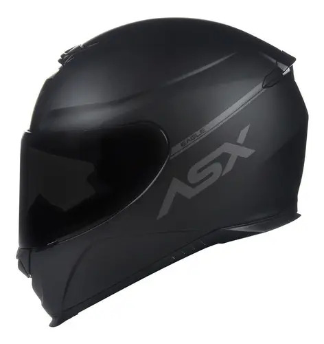 Capacete ASX Eagle Fechado + Viseira Fumê Solid - Preto Fosco/Cinza