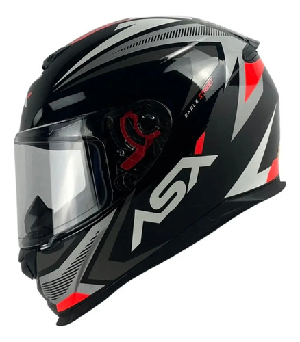 Capacete ASX Eagle Fechado Street - Preto Brilhoso/Grafite/Vermelho Capacete ASX Eagle Fechado Street - Preto Brilhoso/Grafite/Vermelho