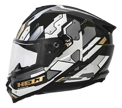 Capacete Helt Tracker Glass Fechado H15 - Branco/Cinza
