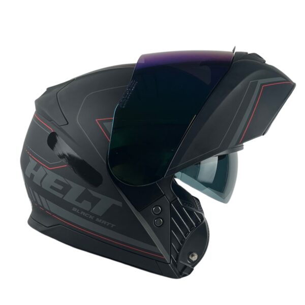 Capacete Helt Hippo Glass Escamoteável + Viseira Extra Black Matt - Preto/Cinza + Viseira Camaleão Capacete Helt Hippo Glass Escamoteável + Viseira Extra Black Matt - Preto/Cinza + Viseira Camaleão