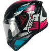 Capacete ASX City Fechado Start - Preto Brilhoso/Turquesa/Rosa