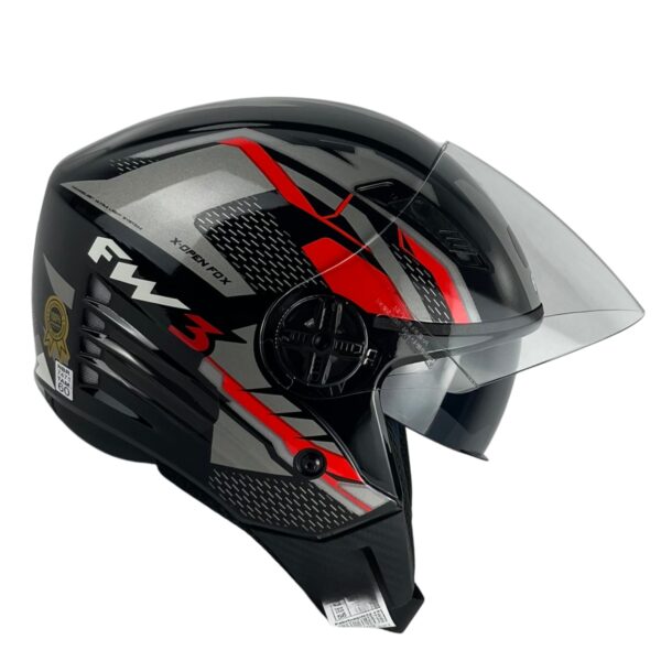 Capacete FW3 X-Open Up Fox Aberto Grafite/Vermelho