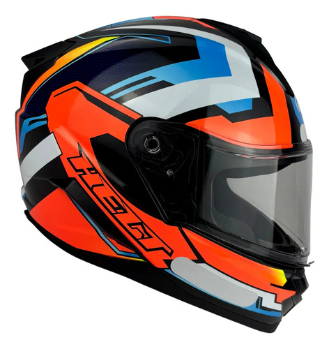 Capacete Helt Tracker Glass Fechado Ground - Laranja/Azul