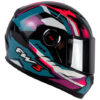Capacete FW3 GTX Fechado + Viseira Extra Azul Tifany/Lilás + Viseira Cromada (Prata)