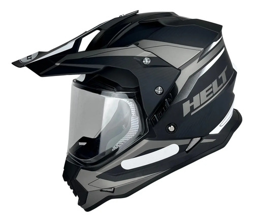 Capacete Helt Cross Vision Glass Titanium - Preto/Cinza
