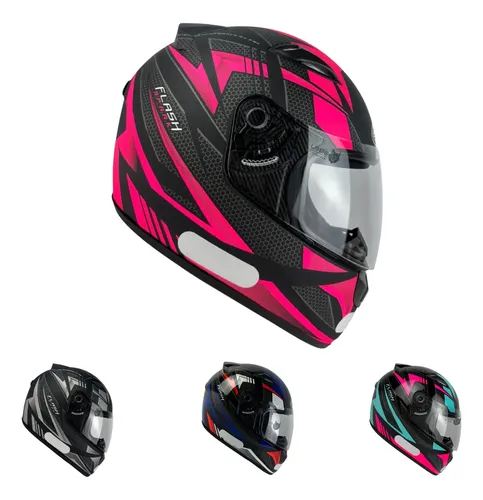 Capacete EBF Spark Flash Fechado Preto Fosco/Rosa