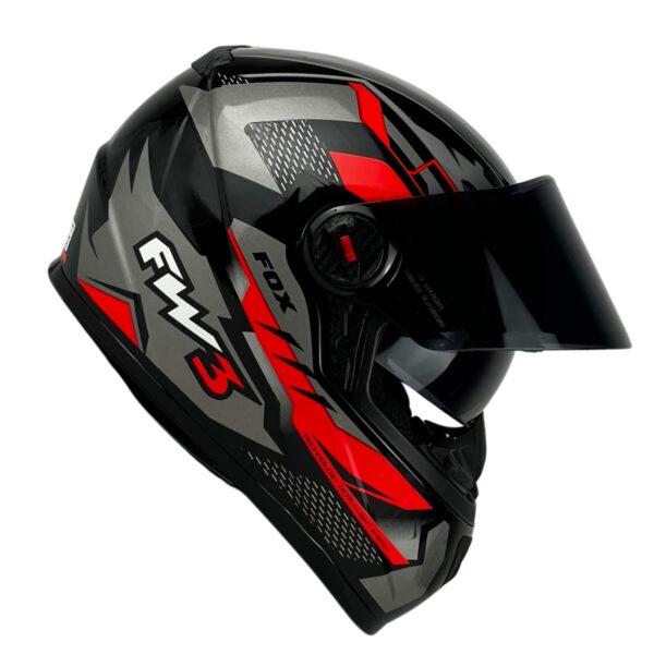 Capacete FW3 GTX Fechado + Viseira Extra Grafite/Vermelho + Viseira Preta (Fumê)