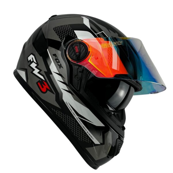 Capacete FW3 GTX Fechado + Viseira Extra Grafite + Viseira Revo Vermelha (Transparente)
