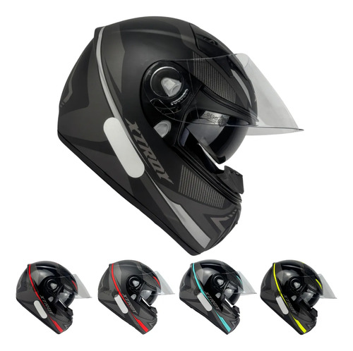 Capacete EBF Xtroy Drone Fechado Preto Fosco/Prata