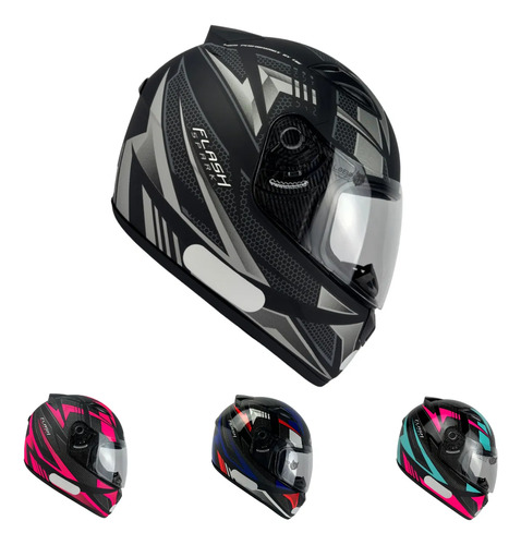 Capacete EBF Spark Flash Fechado Preto Fosco/Prata