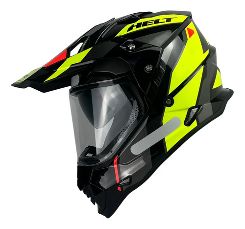 Capacete Helt Cross Vision Glass Dusty - Preto/Verde