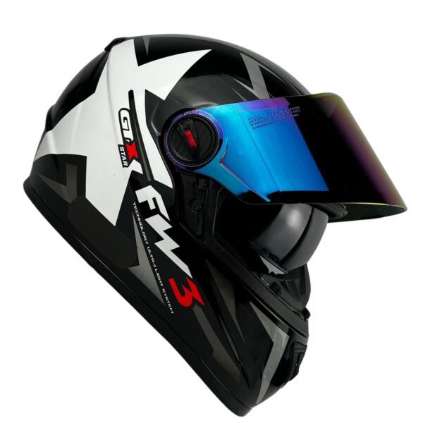 Capacete FW3 GTX Fechado + Viseira Extra Preto Fosco + Viseira Camaleão (Colorida)