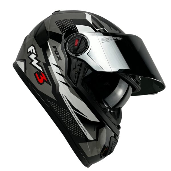 Capacete FW3 GTX Fechado + Viseira Extra Grafite + Viseira Cromada (Prata)