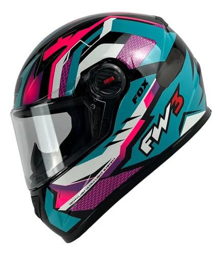 Capacete FW3 GTN Fechado Azul Tifany/Lilás Capacete FW3 GTN Fechado Azul Tifany/Lilás