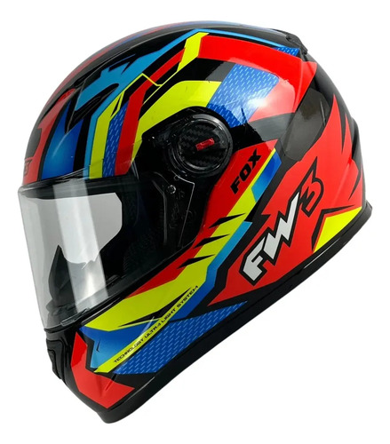 Capacete FW3 GTN Fechado Laranja/Amarelo/Azul Capacete FW3 GTN Fechado Laranja/Amarelo/Azul
